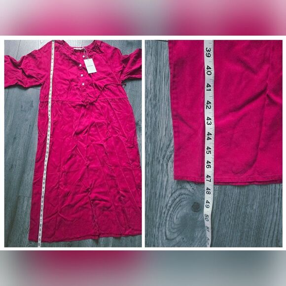 NWT EVERLANE The TENCEL™ Gathered Maxi Dress size S Hot Pink Fuchsia - Picture 4 of 10